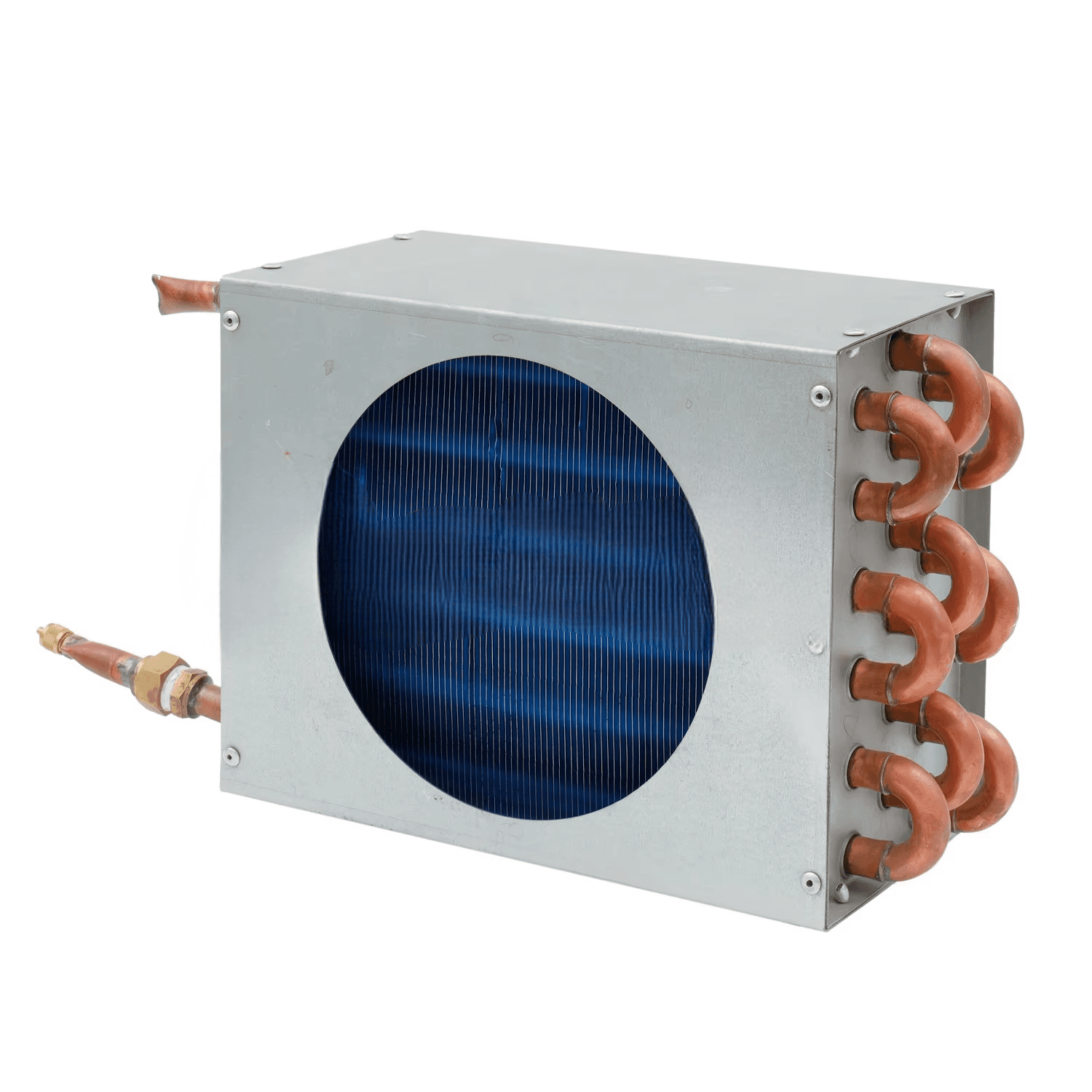 Bule Fins Refrigeration Chiller Air Condition Condenser With Fan COPPER